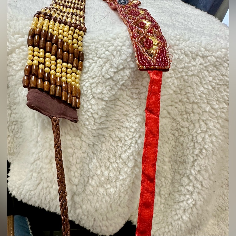 Vintage Beaded Women's Belts Lot - Red and Brown Dead-stock New in package Y2K - Picture 5 of 6
